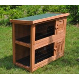 Double Story Rabbit Chook Guinea Pig Ferret Hutch House Cage Coop with Double Tray 